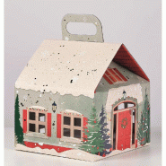 Boite cadeau Chalet enneigé 22,5x22,5x25 cm