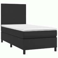 Décoshop26 - Cadre de lit LED avec sommier tête de lit matelas 100x200cm synthétique noir TDL0209306 - noir 3001711282720