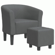 Décoshop26 - Fauteuil lounge assise confortable design moderne avec repose-pied en tissu gris foncé DEC026422 - gris 3000255807253