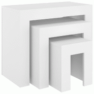Décoshop26 - Lot de 3 tables d'appoint gigognes en bois d'ingénierie blanc DEC040531 - blanc Bois massif 3000264979521