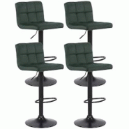 Décoshop26 - Lot de 4 tabourets de bar envelours vert coutures décoratives piètement métal noir 10_0004504 - noir 3000252143309 Décoshop26 - Lot de 4 tabourets de bar envelours vert coutures décoratives piètement métal noir 10_0004504 - noir 3000252143309