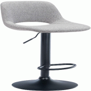 Décoshop26 - Tabouret de bar chaise haute x1 avec repose-pieds en tissu gris clair piètement métallique noir 10_0004615 - gris métal 3000252199924