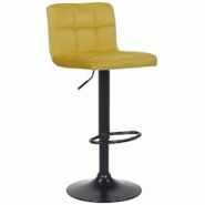 Décoshop26 - Tabouret de bar en velours jaune avec pieds en métal noir assise rembourée repose-pieds pivotant TDB10182 - jaune 3000896469605 Décoshop26 - Tabouret de bar en velours jaune avec pieds en métal noir assise rembourée repose-pieds pivotant TDB10182 - jaune 3000896469605