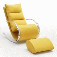 FAUTEUIL RELAX YANIS TISSU JAUNE POUF INDÉPENDANT STRUCTURE MÉTAL