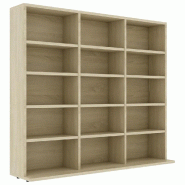Helloshop26 - Armoire à CD pratique 100 x 23 x 89 cm avec 15 compartiments ouverte style moderne en bois d'ingénierie chêne sonoma 02_0047693 - ver