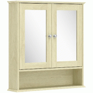 Helloshop26 - Armoire murale miroir salle de bain 56 x 13 x 58 cm étagère réglable gain de place design scandinave en MDF bois 21_0001855 - verre 3