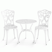 Helloshop26 - Lot de 3 pièces ensemble bistro pour jardin 60 x 66 cm table ronde avec trous pour parasol design élégant en aluminium 20_0013434 - 3