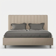 Itamoby Lit Coffre Rembourré En Simili Cuir Gris Tourterelle Agueda 160X190 - beige VE1619AGUE023-CT