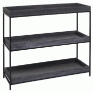 Mendler Étagère HWC-K71, Étagère sur pied Étagère à plantes Étagère à livres, bois métal 3 tablettes 90x100x35cm ~ gris foncé - gris Bois massif 96875