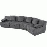 Merax Canapé modulable 4 places 311 x 90 x 65 cm, canapé à compression sans montage en tissu velours côtelé, modules d'assise librement, gris - g