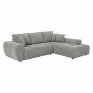 Oviala Business Canapé d'angle 3 places avec méridienne gris clair L 270 cm - blanc polyester 115601