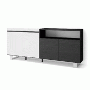 SKRAUT HOME Buffet salon et cuisine, 200x87x35cm, 4 Portes, Design industriel, Blanc et noir - blanc Bois manufacturé 59_14