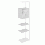 Suite structure Cage blanc base métal 58x40x240cm 2 tabl et cube noyer clair