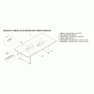 Table de réunion rectangulaire Mito - MDD - Non, Noir, Sycomore clair