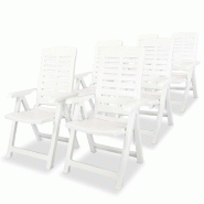 VidaXL Chaises Inclinables De Jardin Lot De 6 Plastique Blanc - blanc 275068