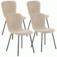 VS Venta-stock Pack 4 chaises Lucky recouvertes de tissu beige - beige polyester I22089