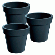 WellHome - Lot de 3 pots LOFLY Ø13,4 cm chacun, coloris anthracite - gris plastique PK4463