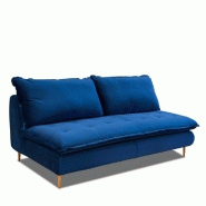 CANAPÉ LIT COMPACT 3 PLACES EXPRESS LISBONNE 140CM SOMMIER À LATTES MATELAS 13CM VELOURS BLEU