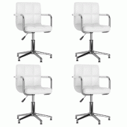 Chaises pivotantes à manger lot de 4 blanc similicuir Modèle Bravoure Moderne - 3088072