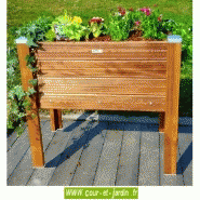 D-PAPY-BP90x50 - Bac à fleurs en bois sur pieds avec géotextile - 90x50 cm