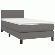 Décoshop26 - Cadre de lit LED avec sommier tête de lit matelas 100x200 cm synthétique gris TDL0208603 - gris 3001550682729