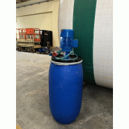Fût plastique bleu d'occasion avec agitation - référence : c8235