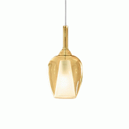 Gea Luce Lampe À Suspension Ofelia S/10 En Verre Borosilicate Ambré Transparent Avec Raccordement E27 Et Câble De 3 Mètres Pour Intérieur - Gealu