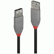 LINDY Câble USB USB 2.0 USB-A Mâle, USB-A Femelle 3,00 m Noir, Gris 36704 - 4002888367042