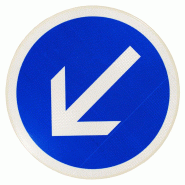 Panneau de police d'obligation B21a2 - Contournement obligatoire par la gauche Panneau de police d'obligation B21a2 - Contournement obligatoire par la gauche