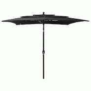 Parasol de jardin à 3 niveaux avec mât en aluminium noir Modèle Eolia Sud - 313842