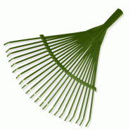 Râteau à feuilles sans manche, 22 dents, en métal laqué vert - 5904182448474