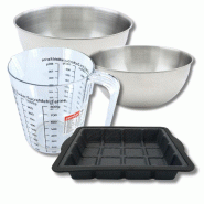 Set pâtisserie avec moule en forme de tablette de chocolat, 2 bols à mixer, verre mesureur et spatule Zenker - noir silicone 3176239937220