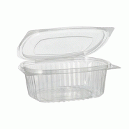 Starpak 50 barquettes traiteur et salades avec couvercle rabattable, R-PET ovale 500 ml 5,5 cm x 12,4 cm x 15 cm transparent - transparent plastique 8