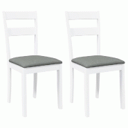 VidaXL Chaises à manger coussins 2 pcs blanc bois massif caoutchouc Modèle Vega Executive Plus - 4102384