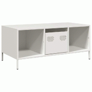 VidaXL Table basse blanc 101,5x50x43,5 cm acier laminé à froid Modèle Parfait Plus - 851279