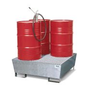 229816W - Bac de rétention en acier - 4 fûts de 200L - Caillebotis galvanisé - Transportable