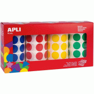 Apli Pack de 4 x 1770 gommettes rondes, diam. 20 mm, en rouleau, coloris assortis - bleu papier 8410782137931