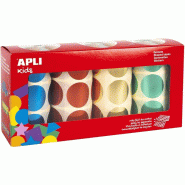 Apli Pack de 4 x 564 gommettes rondes, diam. 33 mm, en rouleau, coloris métallisés assortis - 8410782184003