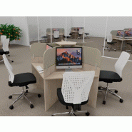 Bureau call center 5 places forme marguerite avec cloisons acoustiques. - acacia clair, 5 places, beige da054_0
