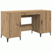 Bureau Chêne artisan 140 x 50 x 75 cm Bois d'ingénierie Modèle Sirius Signature - 8721364600980