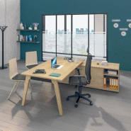 Bureau WOODY Manager neuf - L210 x P100 x H72,5 cm - console retour à droite - pieds carbone - plateau imitation Chêne clair - résistance au feu M3 - certification PEFC Bureau WOODY Manager neuf - L210 x P100 x H72,5 cm - console retour à droite - pieds carbone - plateau imitation Chêne clair - résistance au feu M3 - certification PEFC