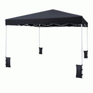 COSTWAY Auvent 3x3m pop-up, hauteur réglable, déperlant, UV 50+, avec sac et 4 sacs sable - noir métal ZB34027PW