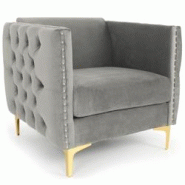 Fauteuil Joshua Velours Bleu - argenté 3327480043349 Fauteuil Joshua Velours Bleu - argenté 3327480043349
