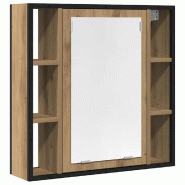 Helloshop26 - Armoire à miroir murale salle de bain 60 x 16 x 60 cm espace de rangement pratique design épuré en bois chêne 02_0051847 - verre 300
