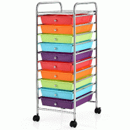 Helloshop26 - Chariot de rangement pratique avec 10 tiroirs 33 x 37 x 86 cm gain de place et mobilité roulette en métal coloré - métal 3000232477141