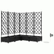Helloshop26 - Lot de 5 cache-pots de jardin modernes avec système d'irrigation 120 x 120 x 126 cm en acier noir 02_0058553 - noir acier 3000240654725