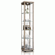 K-Möbel Vitrine en verre sur pied 176x37x33 cm avec miroir LED & 4 tablettes en verre réglables en hauteur Noir - marron verre C1016SE