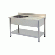 Plonge inox murale un bac avec égouttoir droit - 1200x600x850/950 mm - FABRIQUE EN ITALIE_0