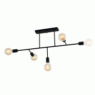 ROSSINI ILLUMINAZIONE Valo Plafonnier Moderne À 5 Lumières E27 Ip20 En Métal Noir Mat - Design Minimal Pour Un Éclairage Intérieur Diffus - Group