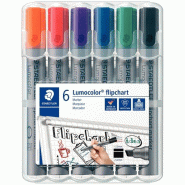 Staedtler 356 BWP6 Etui de 6 Marqueurs pour Tableaux papier Pointe Biseau 2 à 5 mm Assortis - 356 B WP6